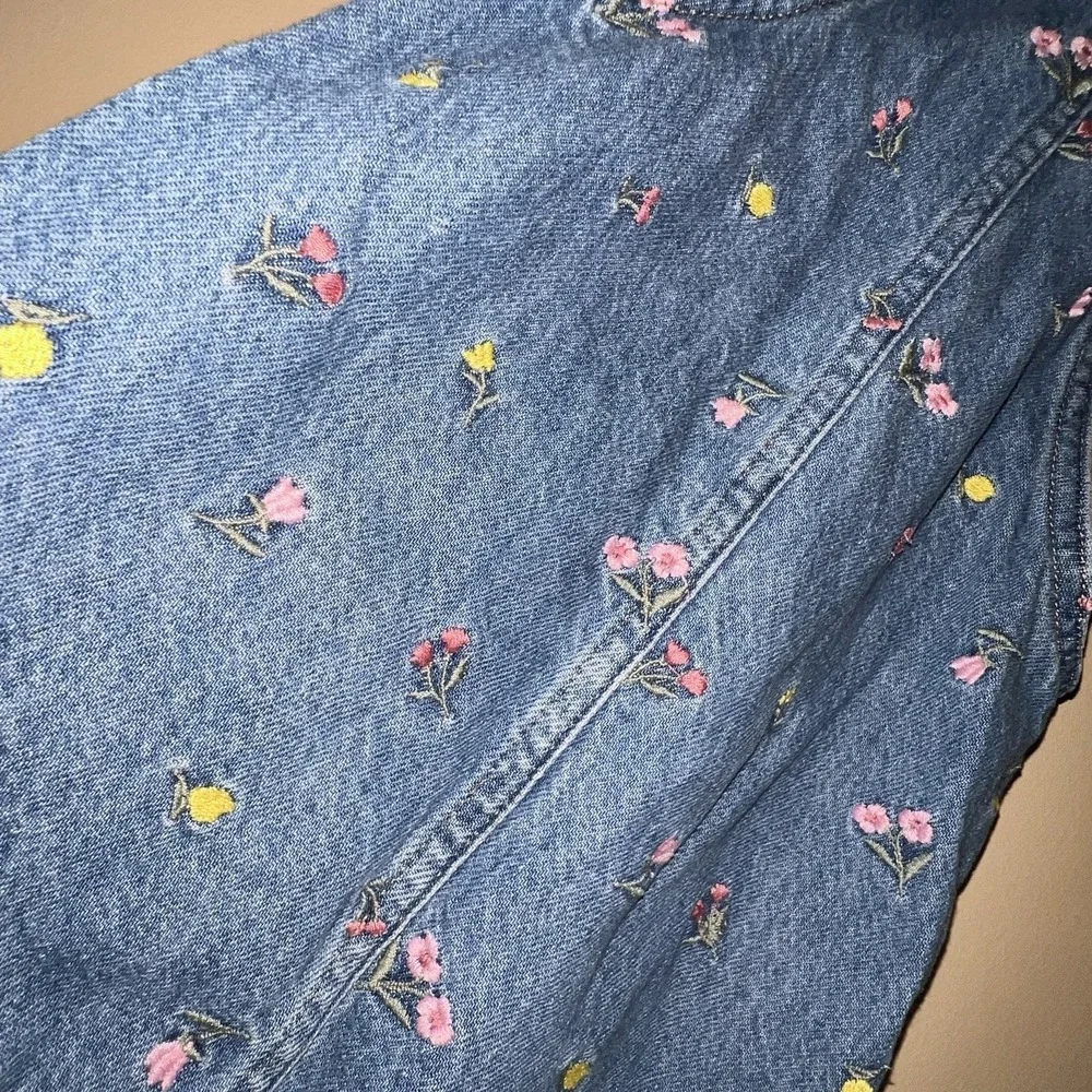 Embroidered Floral Denim Dress Overalls 5 Gap Kids Girl Ruffle Country Kidcore